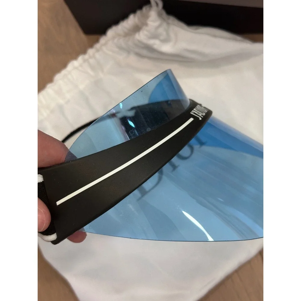 Christian Dior Club1 J'ADIOR Blue Visor Sunglasses Black White Logo Strap